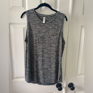 Athleta Breezy Tank grey and white striped size large